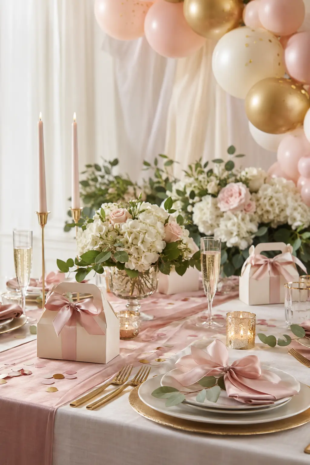 Elegant wedding and bridal shower decorations